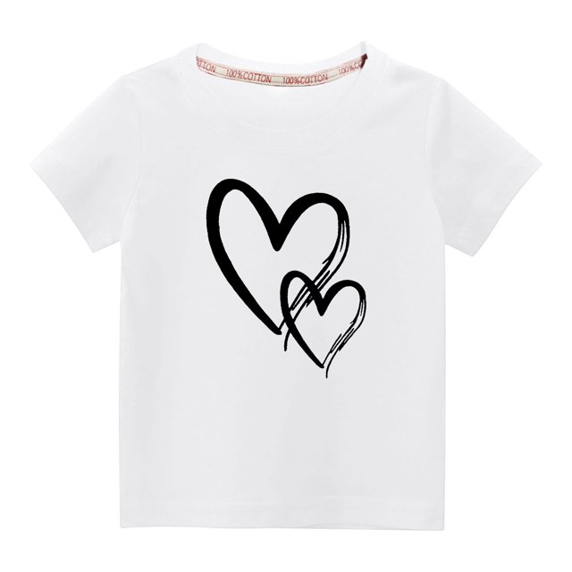MeetoTime T-shirt en Coton pour Tout-Petits Enfants Garçons Filles Col Rond Saint-Valentin Imprimé Manches Courtes Haut Tee 3-10 Ans