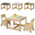 thumbnail image 1 of Gymax Ensemble 3-en-1 Table et Chaises pour Enfants avec Tableau Blanc/tableau Noir Réversible, Dessus, Rangement Dissimulé, Naturel, 1 of 10