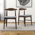 thumbnail image 3 of Silas Chaise de Salle à Manger en Tissu Style Mid-Century Moderne Gris (Ensemble de 2), 3 of 7