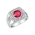 thumbnail image 3 of RYLOS Mens Rings 14K White Gold Designer Round Gemstone &  Sparkling Diamond Ring Ruby July Birthstone Rings For Men, Men's Rings, Gold Rings Sizes 8 - 13, 3 of 7