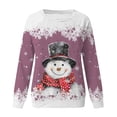 thumbnail image 4 of Kcodviy Women's Autumn and Winter Comfortable Sweatshirts Women Christmas Snowflake Snowman Printed Apparel T Round Neck Shoulder Long Body Suits Women Sweater Sleeved Casual Sports Sweatshirt, 4 of 4