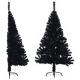 thumbnail image 1 of vidaXL Artificial Half Christmas Tree with Stand Black 150 cm PVC, 1 of 5