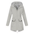 thumbnail image 1 of Women Solid Rain Jacket Outdoor Plus Size Waterproof Hooded Windproof Loose Coat, 1 of 5