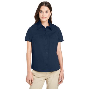 Harriton M585W Chemise de Travail à Manches Courtes pour Femmes Avantage IL
