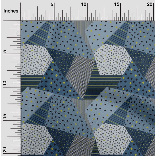 oneOone Rayon Midnight Blue Fabric Triangle Geometric Quilting Supplies Print Sewing Fabric By The Yard 56 Inch Wide