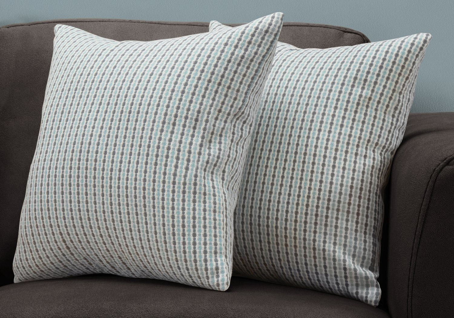 Monarch Specialties Oreillers, Lot De 2, 18 X 18 Carré, Encart Inclus, Jeté Décoratif, Accent, Sofa, Canapé, Chambre À Coucher, Polyester, Hypoallergénique, Bleu, Gris, Moderne