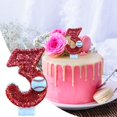 thumbnail image 1 of Bougie d'Anniversaire de Baseball Décorations de Gâteau Thème Baseball Deuxième Numéro Décoration de Gâteau Deux Ans Bougie Rouge Pailletée Décoration de Gâteau Fête, 1 of 5