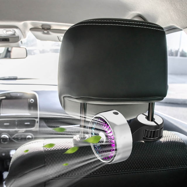 Car Seat Hook Fan With Rotating RGB Light Cool Fan For Back Seat Passenger Portable Car Fan Headrest Suitable For Vehicles SUVs RVS Boats