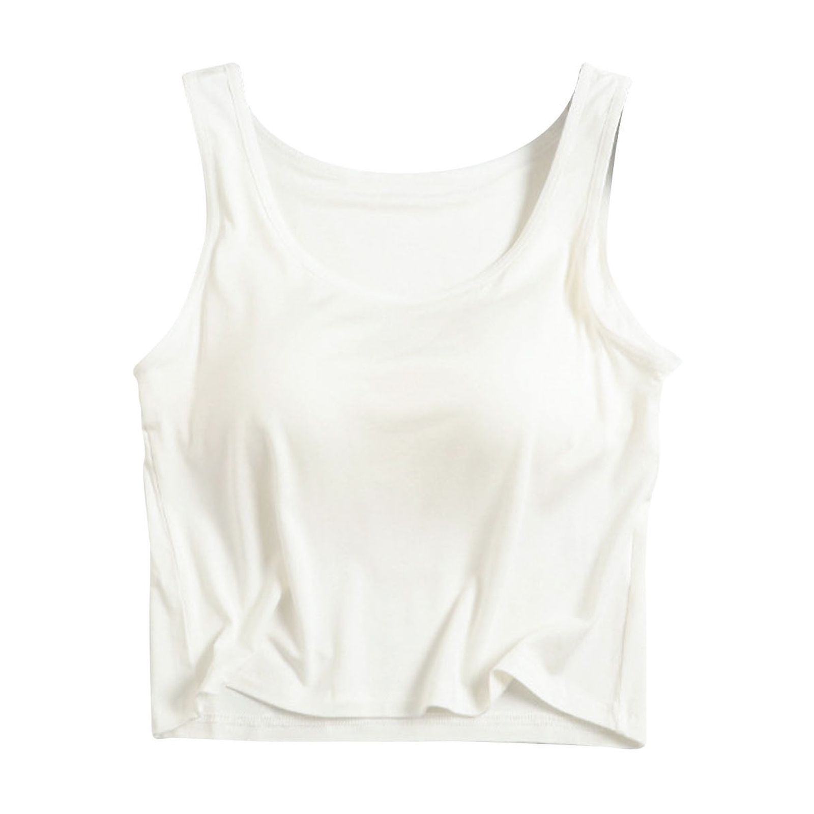 Timegard Camisoles pour Femmes avec Soutien-Gorge Intégré Camis Col Rond Sans Manches Court Haut Confortable d'Été Homerwear