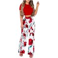 thumbnail image 1 of Cameland Mode Femmes Été Imprimé Floral Décontracté T-Shirt à Manches Courtes + Ensemble Pantalon, 1 of 9