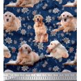 thumbnail image 1 of Soimoi Cotton Cambric Fabric Floral,Book & Golden Retriever Dog Decor Fabric Printed Yard 56 Inch Wide, 1 of 3