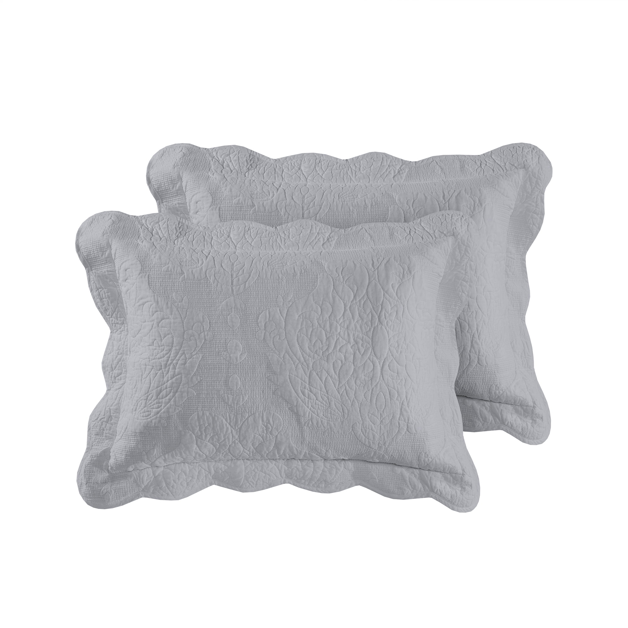 Better Homes & Gardens Embroidered Paisley Medallion Cotton Pillow Shams with Scalloped Edge (Coordinating Coverlet Sold Separately)