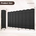 thumbnail image 3 of Costway 8-Panel Room Divider 6 FT Tall Folding Privacy Screen with Solid Wood Frame Black, 3 of 9
