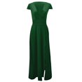 thumbnail image 4 of DPTALR Robe de Soirée pour Femmes à Manches Courtes, Col en V Profond, Jupe Longue, Couleur Unie, Fente Haute, pour Grandes Occasions, 4 of 4