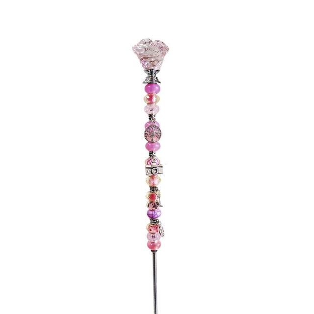 JilgTeok 1pc Garden Rose Stake Fairys Beaded Garden Planter Roses Wands in Ground for Spring Summer Holiday Outdoor Garden Patio Courtyard Decorations