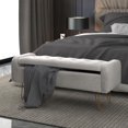thumbnail image 4 of Ottomane de rangement moderne en velours/metal, gris/or, 4 of 7