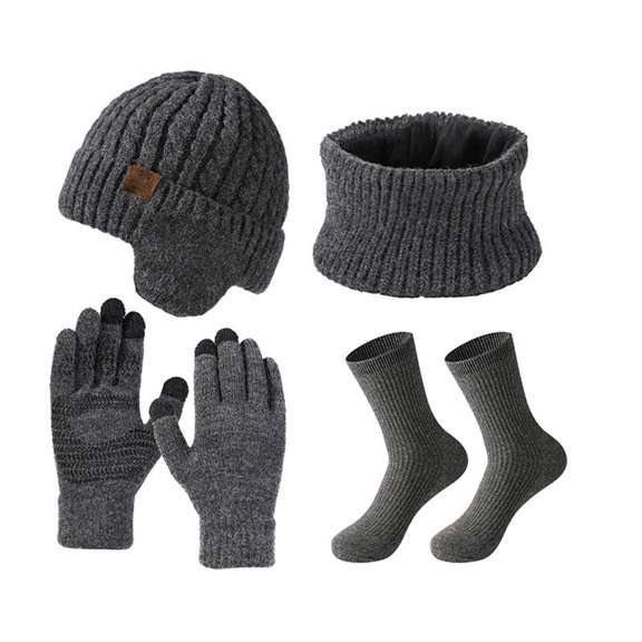 tamizeot Windproof Velvet Warm Knitted Hat Set Reliable Companion In Cold Available In Multiple Colors gray