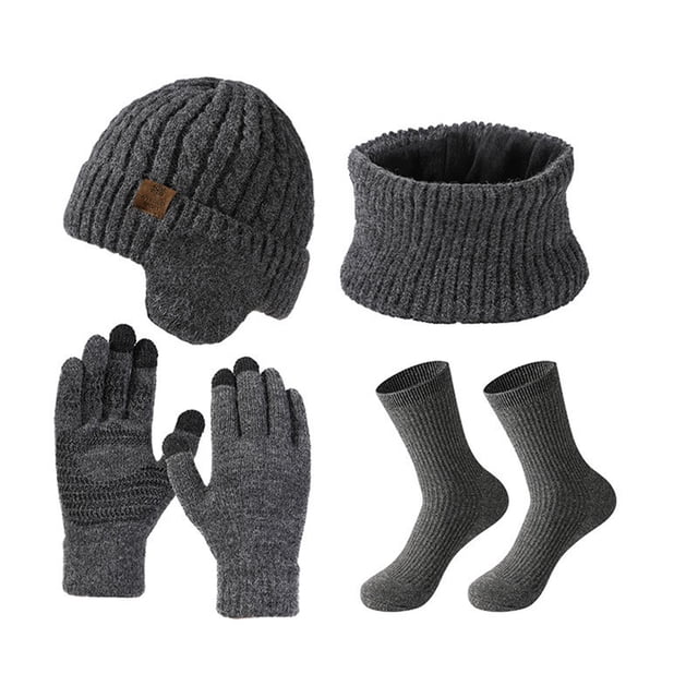tamizeot Windproof Velvet Warm Knitted Hat Set Reliable Companion In Cold Available In Multiple Colors gray