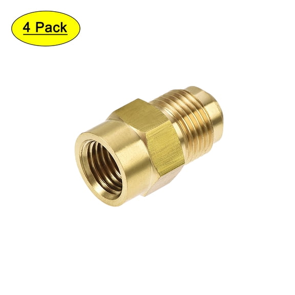Unique Bargains Brass Pipe fitting, 5/8-18UNF Flare Male to 1/4NPT Female Thread, Tubing Adapter Hose Connector, for Air Conditioner Refrigeration, 4Pcs