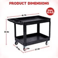 thumbnail image 4 of Chariot Utilitaire Robuste – Grand Organisateur Roulant à 2 Tablettes – Capacité de 550 Lb – Tablettes Surdimensionnées et Poignée de Rangement – Roues Pivotantes à 360° Verrouillables – pour Entrepôt, Garage, Nettoyage Commercial, 4 of 8