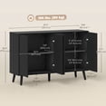 thumbnail image 3 of HOMCOM Sideboard, Fluted Buffet Cabinet with Adjustable Shelves, Black, 3 of 10