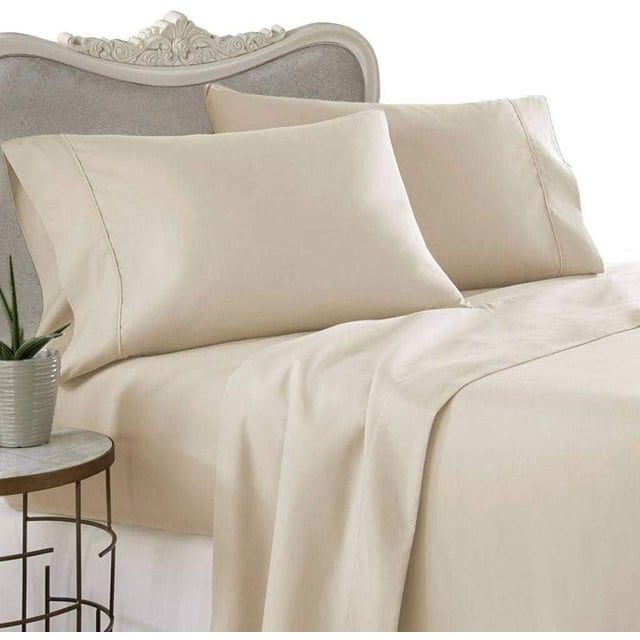 Alive Pixels Sheet Set Blue Solid 100 Percent Cotton 4-Pc with 8 Inch Pocket 200TC (Twin-XL, Blue)