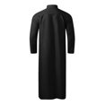 thumbnail image 4 of Kcodviy Male Casual Robe Muslim Mens Casual Button Down Shirts Long Sleeve Stand Collar Thobe Long Dress Shirts Solid Pocket Long Sleeve Men's Button Down Shirts Long Sleeve Jubba Robe, 4 of 4