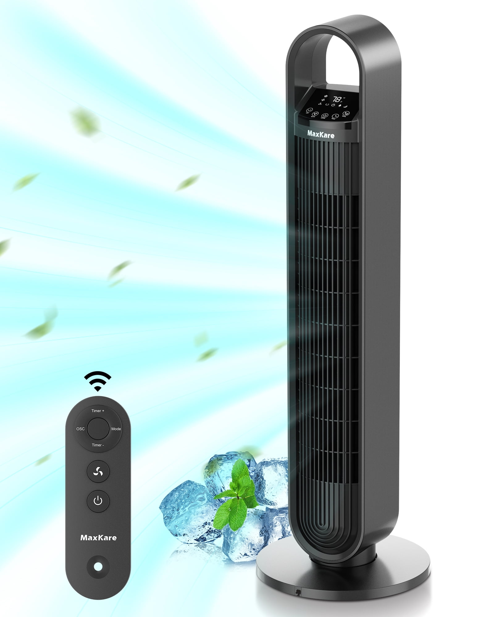 36" Tower Fan Oscillating Cooling Fan, Remote Control, 3 Wind Modes, Timer, for Office, Home