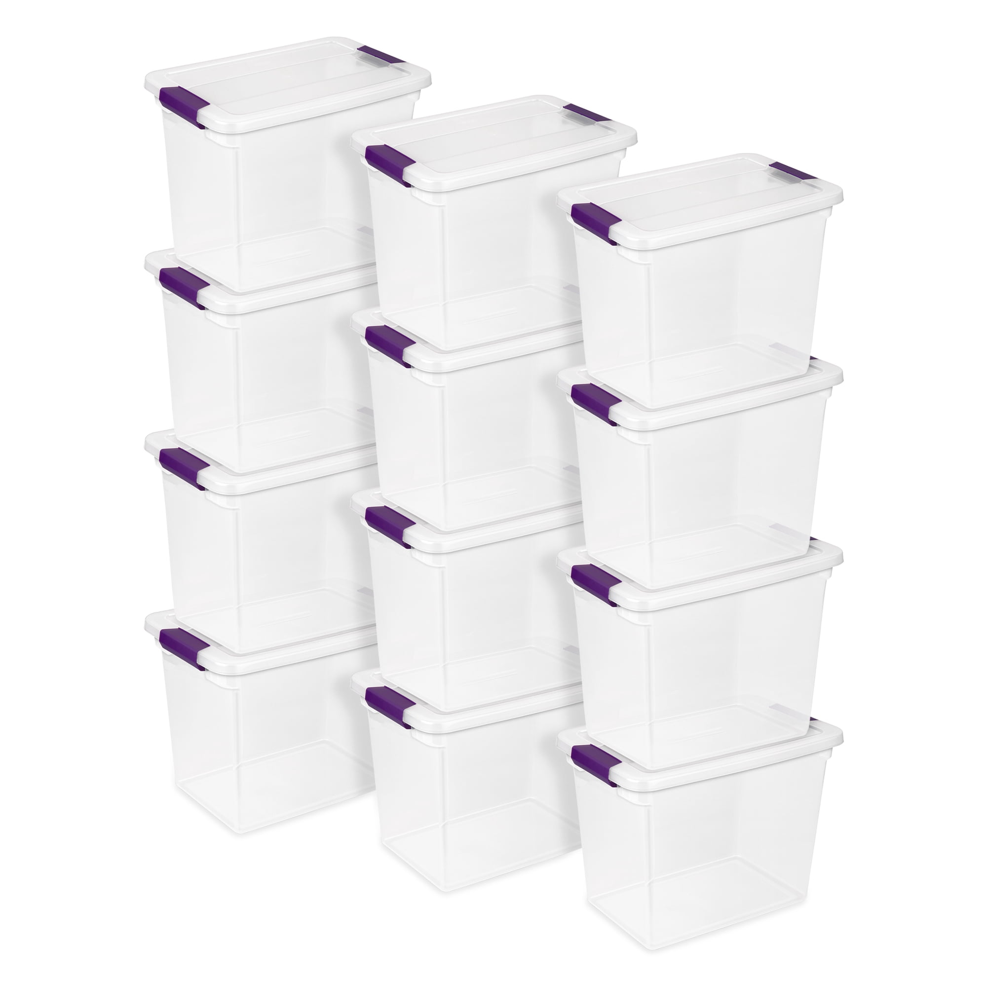 Sterilite Bac de Rangement Empilable ClearView de 27 Qt avec Couvercle à Loquet, Lot de 12