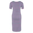 thumbnail image 4 of Ovzne Robes pour Femmes Robe Femme à la Mode Imprimée Plissée Jupe de Maternité à Manches Courtes Col Rond Robe Mi-Mollet Robe d'Été à Manches Courtes Imprimée Liquidation, 4 of 6