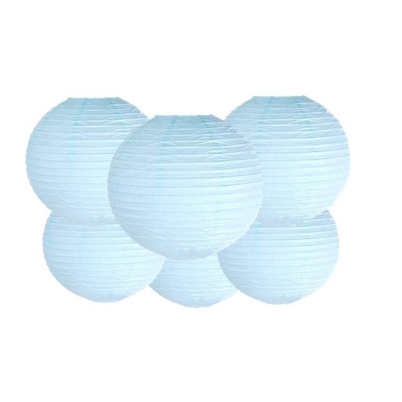 Matissa 12 Pouces"(30CM) Lot de 6 Lanternes en Papier Décoration de Fête de Mariage Abat-Jour Artisanal (Bleu Clair)