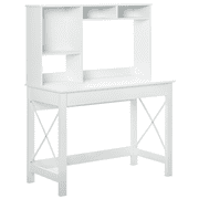 HOMCOM Computer Desk with Storage, Study Table with Bookshelves, White