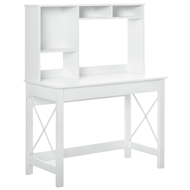 HOMCOM Bureau d'Ordinateur avec Rangement, Table d'Étude avec Étagères à Livres, Blanc