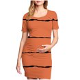 thumbnail image 2 of Ovzne Robes pour Femmes Robe Femme à la Mode Imprimée Plissée Jupe de Maternité à Manches Courtes Col Rond Robe Mi-Mollet Robe Grande Taille à Manches Courtes Imprimée Liquidation, 2 of 7