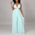 thumbnail image 2 of Womens Halter Neck Backless Loose Chiffon One-Piece Wide Leg Jumpsuit Overalls Full Length Long Pants Beach Boho Rompers, 2 of 7