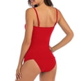 thumbnail image 3 of UPPADA Womens Two Piece Tankini Set Solid Spaghetti Straps Swimsuits with Brief Tummy Control Modest Bathing Suits Full Coverage 2 Piece Beachwear Red,2xl, 3 of 4