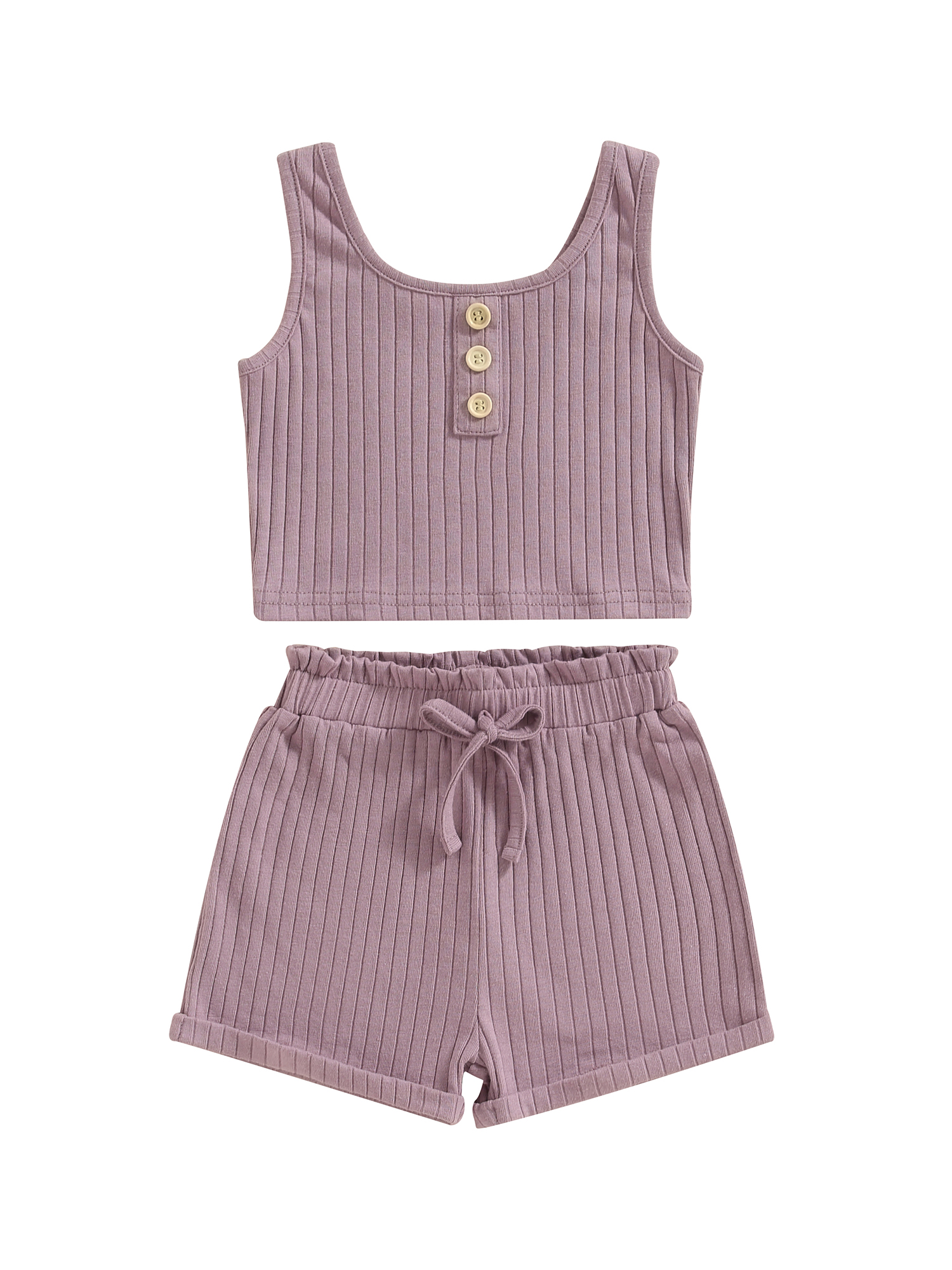 SUNSIOM Girls Summer 2 Piece Outfits Sleeveless Button Cami Tops Solid Color Shorts Sets