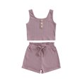 thumbnail image 1 of SUNSIOM Girls Summer 2 Piece Outfits Sleeveless Button Cami Tops Solid Color Shorts Sets, 1 of 9