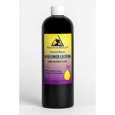 Lecithin sunflower unbleached fluid liquid emulsifier emollient pure 16 oz
