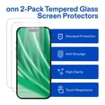 thumbnail image 3 of onn 2‑Pack Tempered Glass Screen Protectors for iPhone® 16 Plus / 15 Plus / 14 Pro Max, Standard Drop & Scratch Protection, Includes Easy Application Frame, 3 of 5
