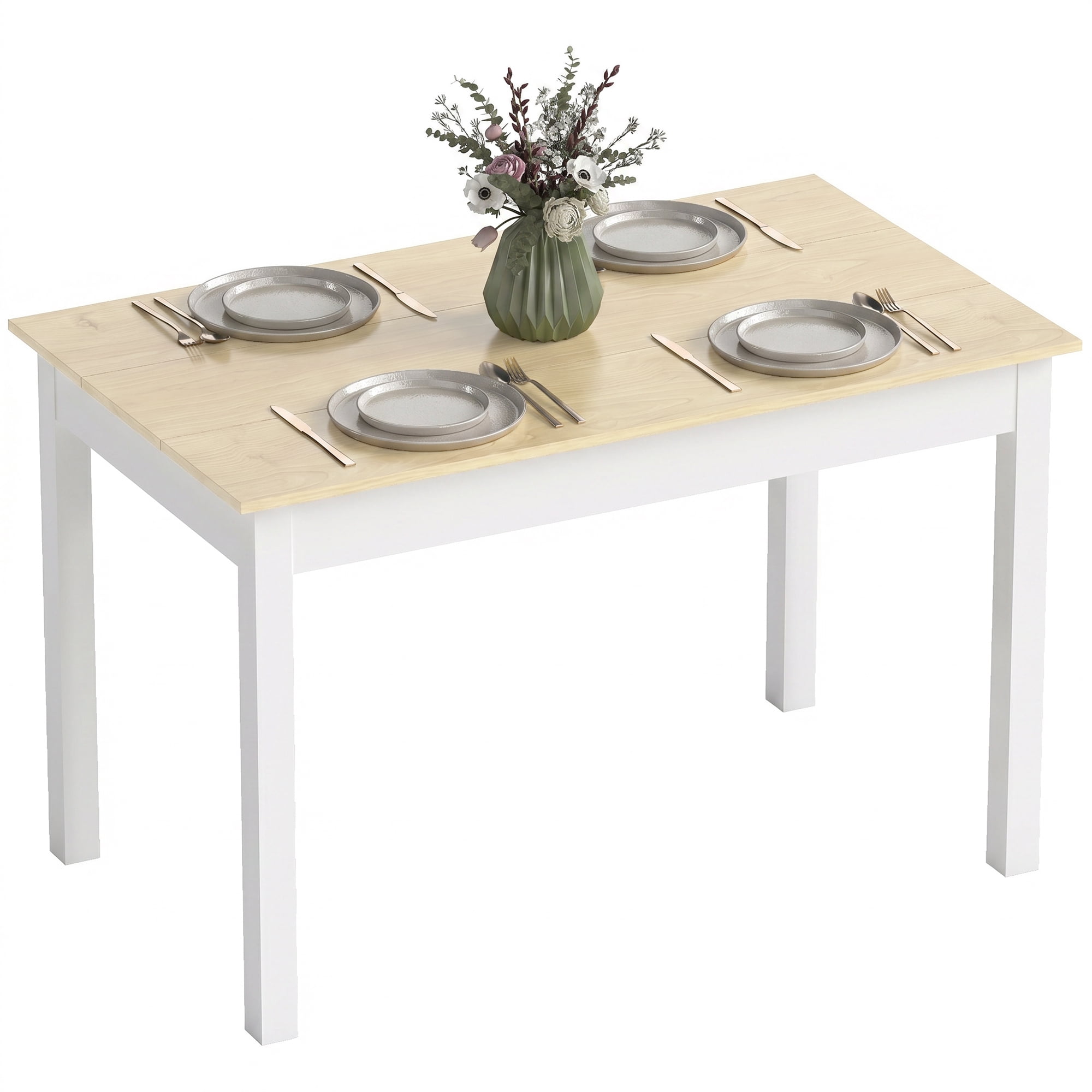 HOMCOM Dining Table for 4 to 6 People, Kitchen Table, Oak