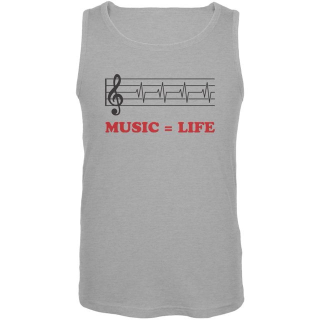Music=Life Treble Clef Heather Grey Adult Tank Top