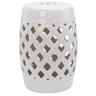 Outsunny 13" x 18" Outdoor Ceramic Garden Stool, White