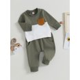 thumbnail image 3 of Faithtur Baby 2Pcs Fall Outfits Long Sleeve Contrast Color Pullover Tops and Pants Set Toddler Clothes, 3 of 9