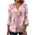 thumbnail image 1 of Hauts à Manches 3/4 pour Femmes Femmes Été Aguichant Plissé Imprimé Régulier Femmes Manches 3/4 Col en V Boutons Hauts Blouse Hauts d'Été pour Femmes Aguichant Aguichant Hauts d'Été pour Femmes Hauts d'Été Aguichant pour Femmes, 1 of 5
