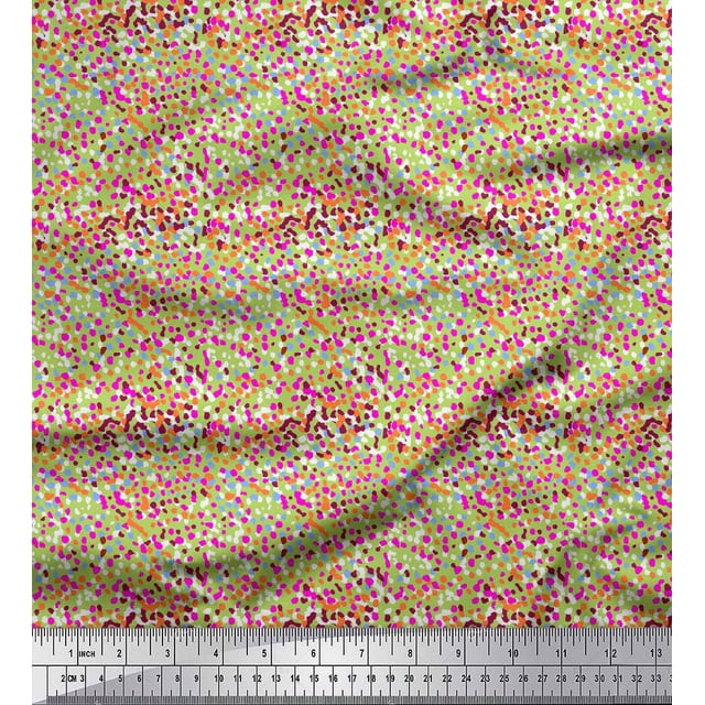 Soimoi Green Modal Satin Fabric Brush Stroke Abstract Decor Fabric Printed Yard 42 Inch Wide