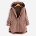 thumbnail image 2 of WEIYLL Fleece Jacket Women Solid Color Long Sleeve Zipper Hooded Long Warm Button Fashion Red Fall Clothes Size 4XL, 2 of 7