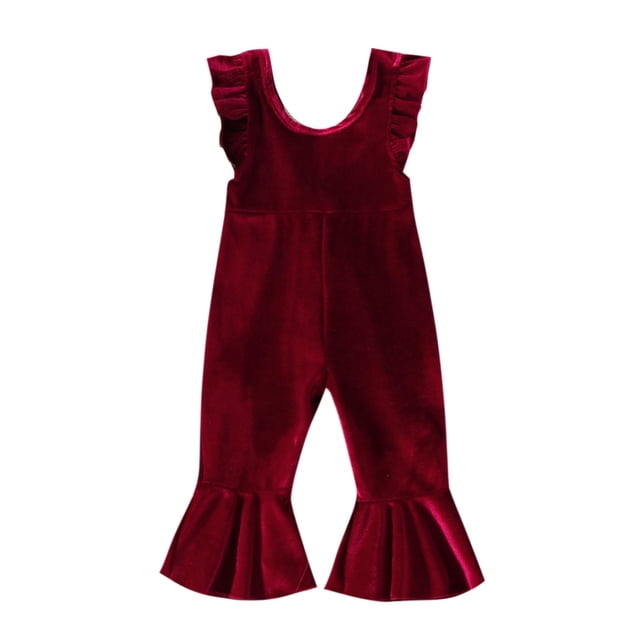 WEIYLL Combinaisons pour Filles Volants Manches Courtes Bas Évasés Été Rd1 Salopettes pour Bébé 2-3 Ans