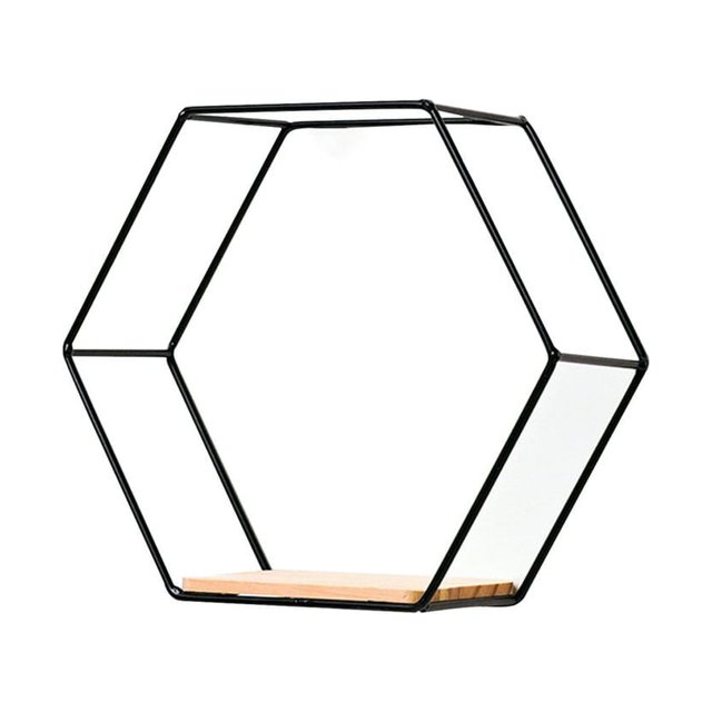 Support de Rangement en Fer Mural Multifonctionnel Style Nordique Étagère Hexagonale Géométrique pour la Maison