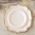 thumbnail image 1 of CUITING 25 Pack White Pink Paper Dessert Plates in Damask Floral Pattern  8” Round Disposable Salad Appetizer Plates with Scalloped Rims - 300 GSM, 1 of 11